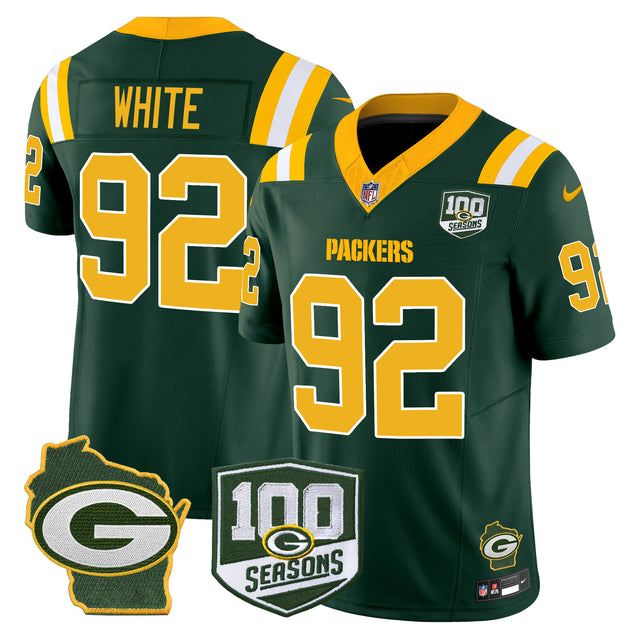 Men's Packers 100th Season & Home Patch Vapor Limited Jersey - All Stitched - Green - Reggie White — view 1