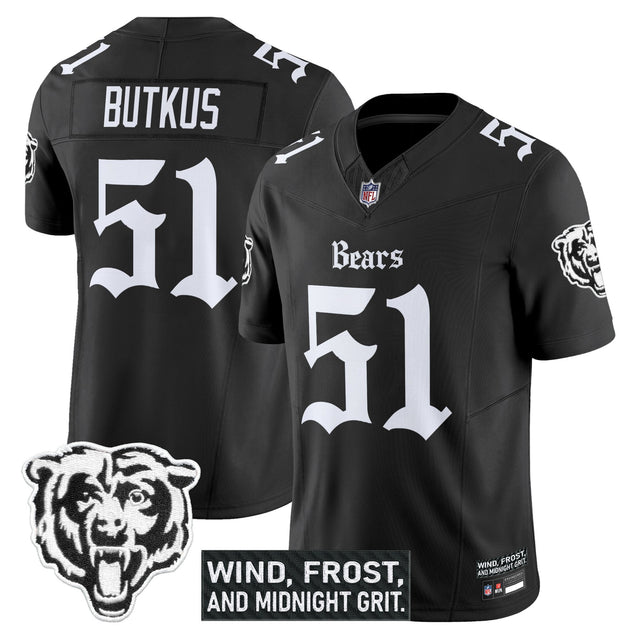 Men's Chicago Bears 'Gothic Midway Legacy' Vapor Limited Jersey - All Stitched - Black - Dick Butkus — view 1