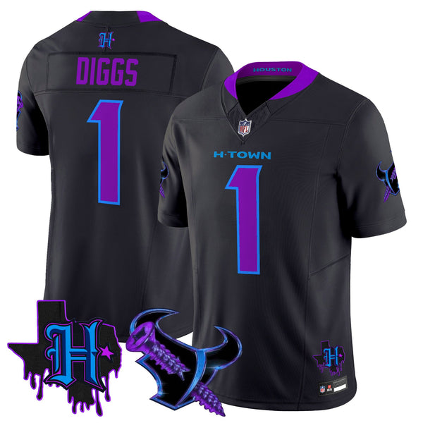 Men's Houston Texans DJ Screw Vapor Limited Jersey - All Stitched - Navy - Stefon Diggs ~8576594 — view 1