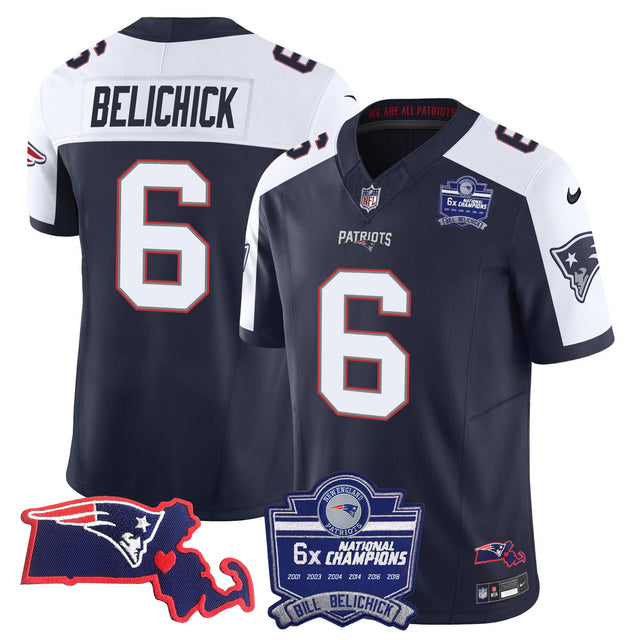 Women's Patriots Bill Belichick 6x Champions Patch Vapor Jersey - All Stitched - Alternate - Bill Belichick — view 1