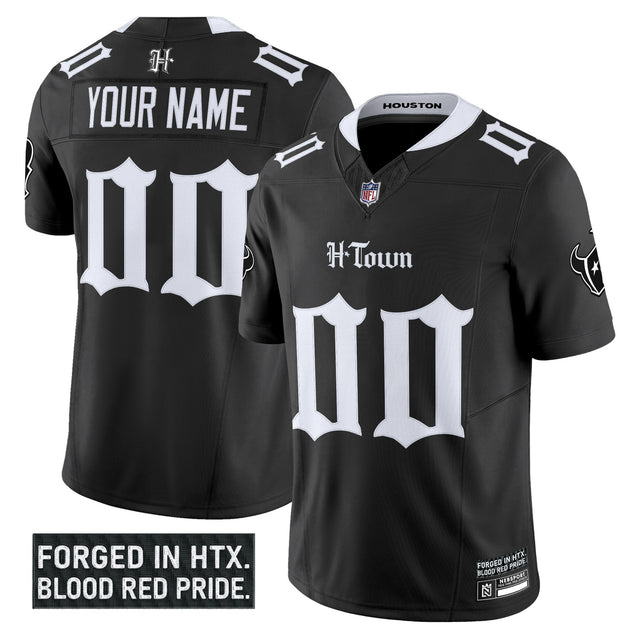 Houston Texans 'Gothic Lone Star Shadows Edition' Vapor Limited Custom Jersey - All Stitched - Black — view 1