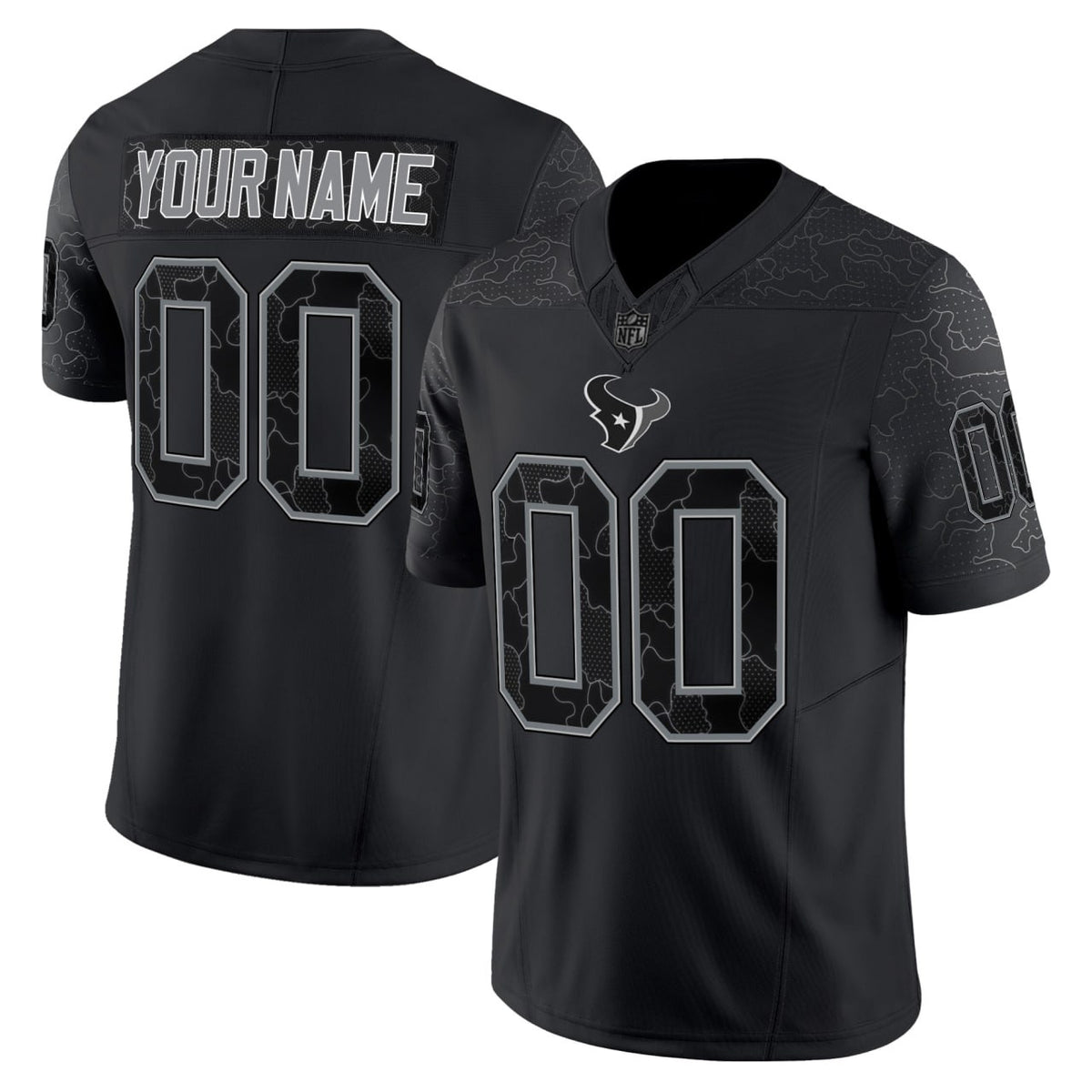 Houston Texans Black Custom Jersey - All Stitched - Black — view 1