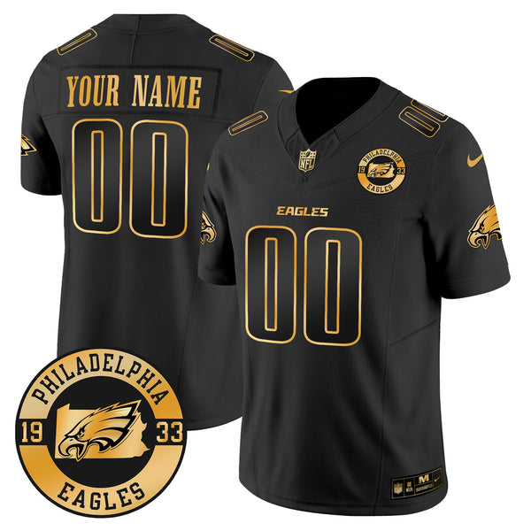 Eagles 2024 Gold Vapor Limited Custom Jersey - Est. 1933 Patch - All Stitched - Black Gold — view 1