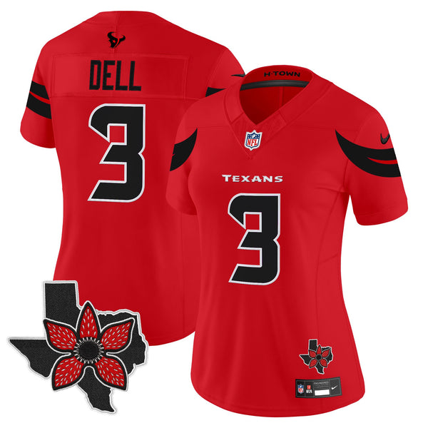 Women's Houston Texans 'Stranger Things Edition' Vapor Limited Jersey - All Stitched - Red - Tank Dell — view 1