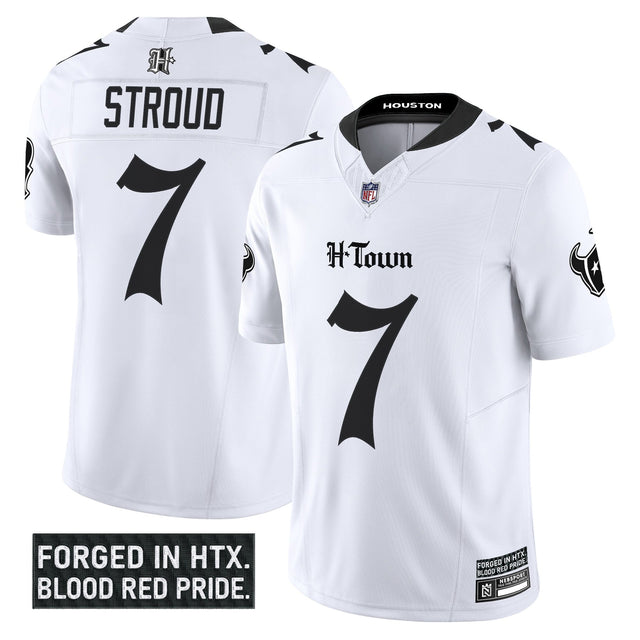 Men's Houston Texans 'Gothic Lone Star Shadows Edition' Vapor Limited Jersey - All Stitched - White - C.J. Stroud ~0132132 — view 1