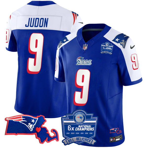 Men's Patriots Bill Belichick 6x Champions Patch Vapor Jersey - All Stitched - 1996 Alternate - Matthew Judon — view 1