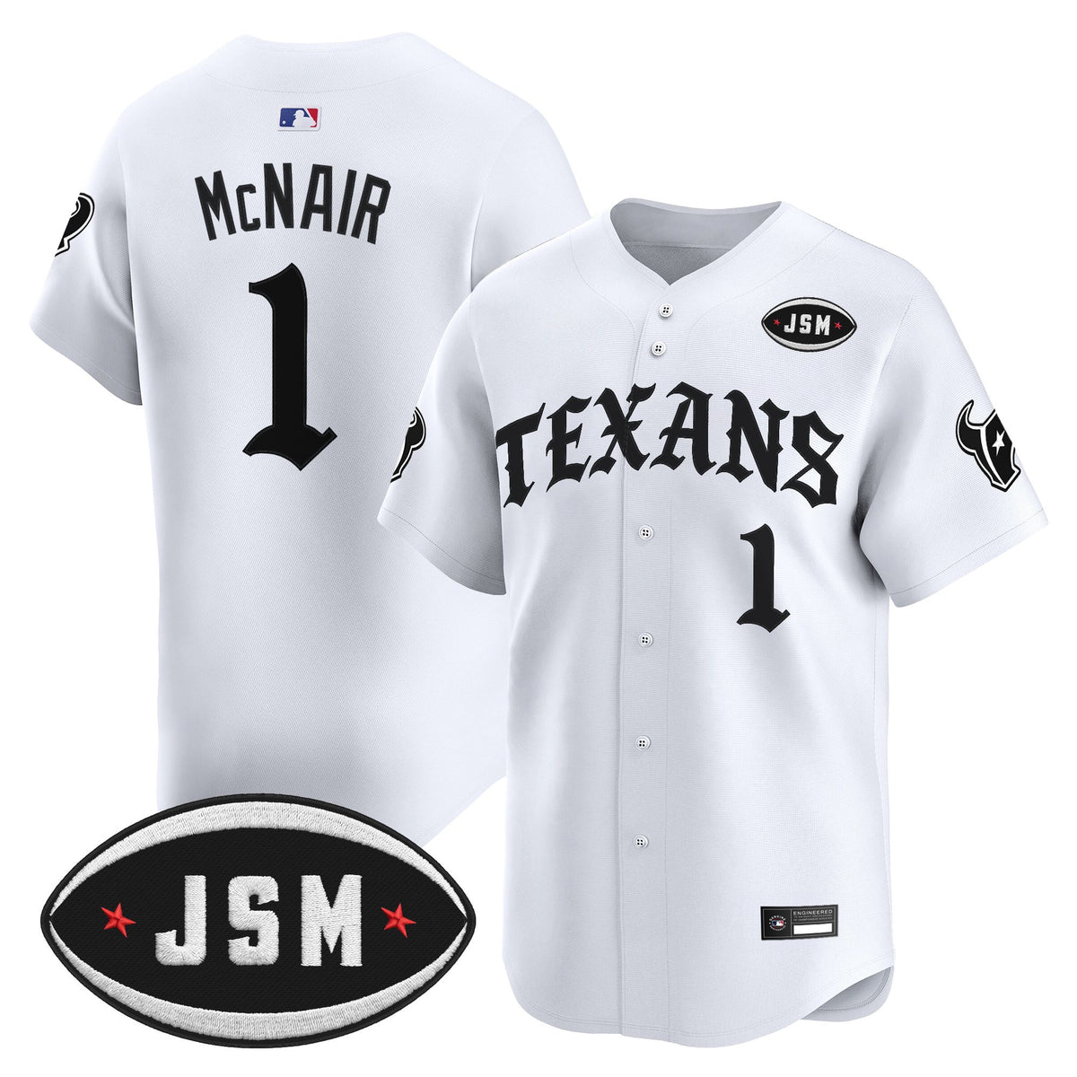 Men's Houston Texans 'Old English Edition' Vapor Premier Limited Jersey - All Stitched - White - Janice McNair — view 1
