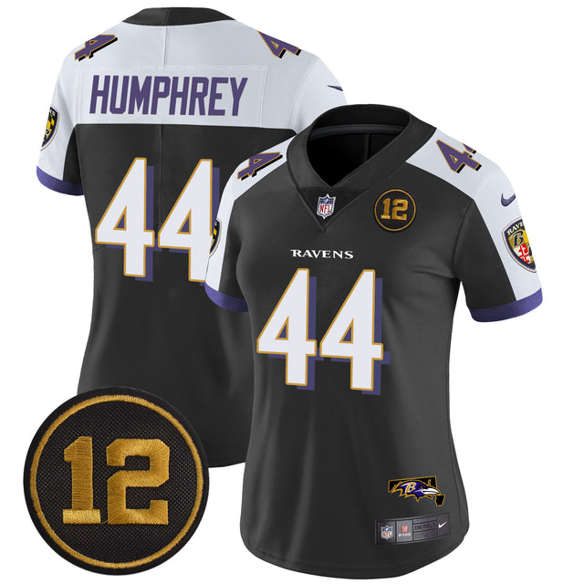 Women's Ravens Jacoby Jones Patch Vapor Limited Jersey - All Stitched - Black Alternate - Marlon Humphrey — view 1