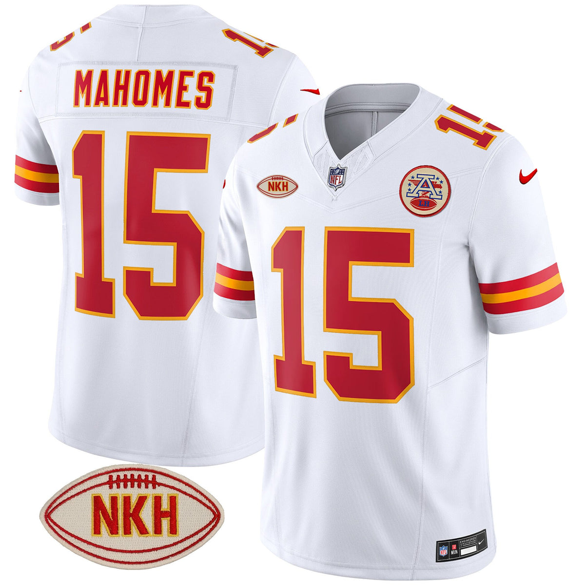 Men's Chiefs NKH Patch 2023 Vapor Limited Jersey - All Stitched - White - Patrick Mahomes — view 1