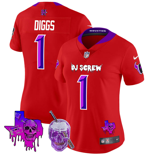 Women's Houston Texans DJ Screw Vapor Limited Jersey - All Stitched - Red - Stefon Diggs — view 1