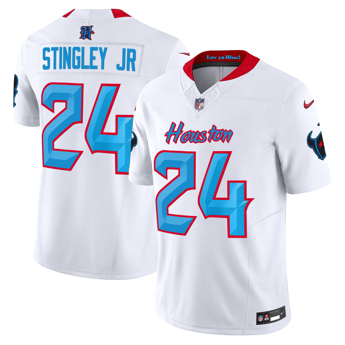 Men's Houston Texans 2024 Vapor Limited Jersey V4 - All Stitched - White - Derek Stingley Jr — view 1