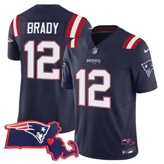 Men's Patriots Bill Belichick SB 36, 38, 39, 49, 51 Champions Vapor Jersey - All Stitched - Navy - Tom Brady — view 1