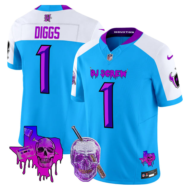 Men's Houston Texans DJ Screw Vapor Limited Jersey - All Stitched - Blue Alternate - Stefon Diggs — view 1