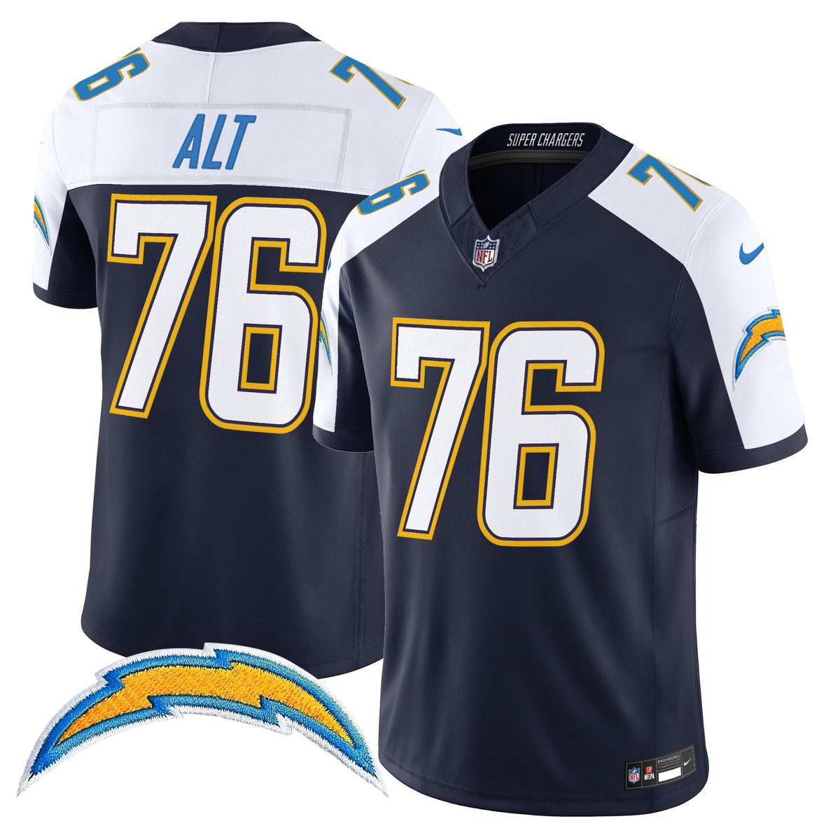 Men's Los Angeles Chargers 2025 Alternate Charger Power Vapor Limited Jersey - All Stitched - Navy Alternate - Joe Alt — view 1
