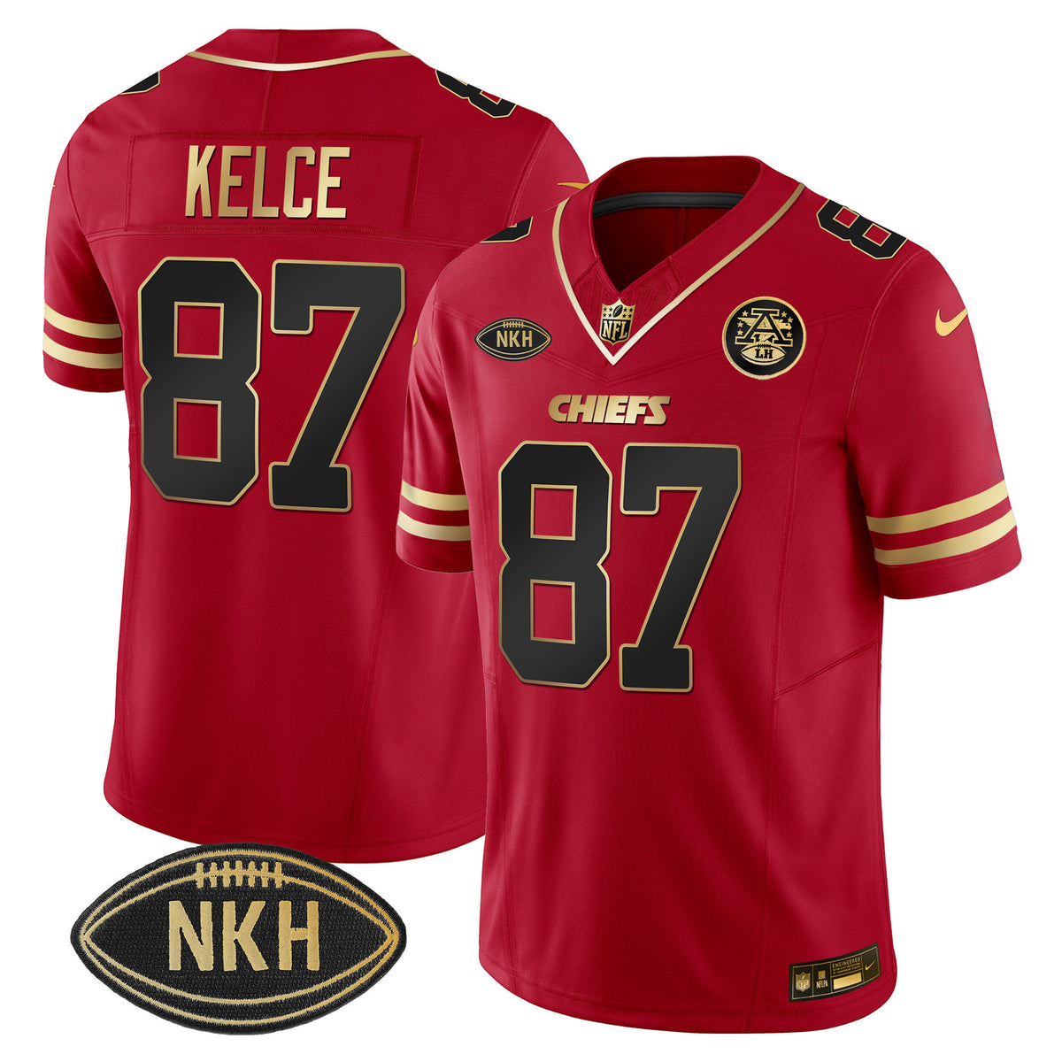 Men's Chiefs NKH Patch 2023 Vapor Limited Jersey - All Stitched - Black Red - Travis Kelce — view 1