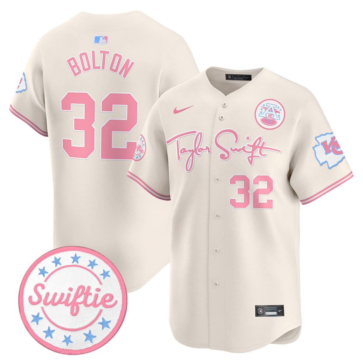 Unisex Chiefs Taylor Swift Bubblegum Pink Vapor Premier Limited Jersey - All Stitched — view 1