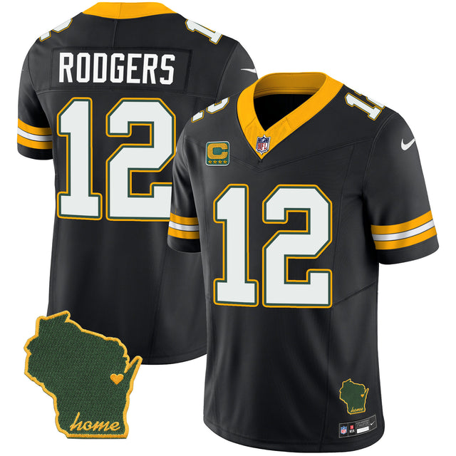 Men's Packers Home Patch Vapor Jersey - All Stitched - Black - Aaron Rodgers — view 1
