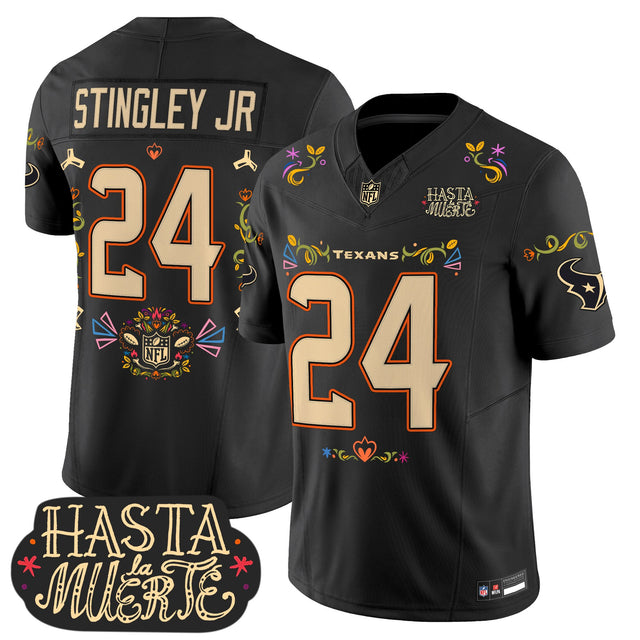 Houston Texans Mexico 'Hasta la Muerte Edition' Vapor Limited Jersey - All Printed - Derek Stingley Jr — view 1
