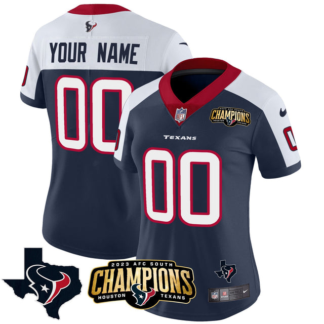 Houston Texans 2023 AFC South Champions Patch Vapor Custom Jersey - All Stitched - Alternate — view 1