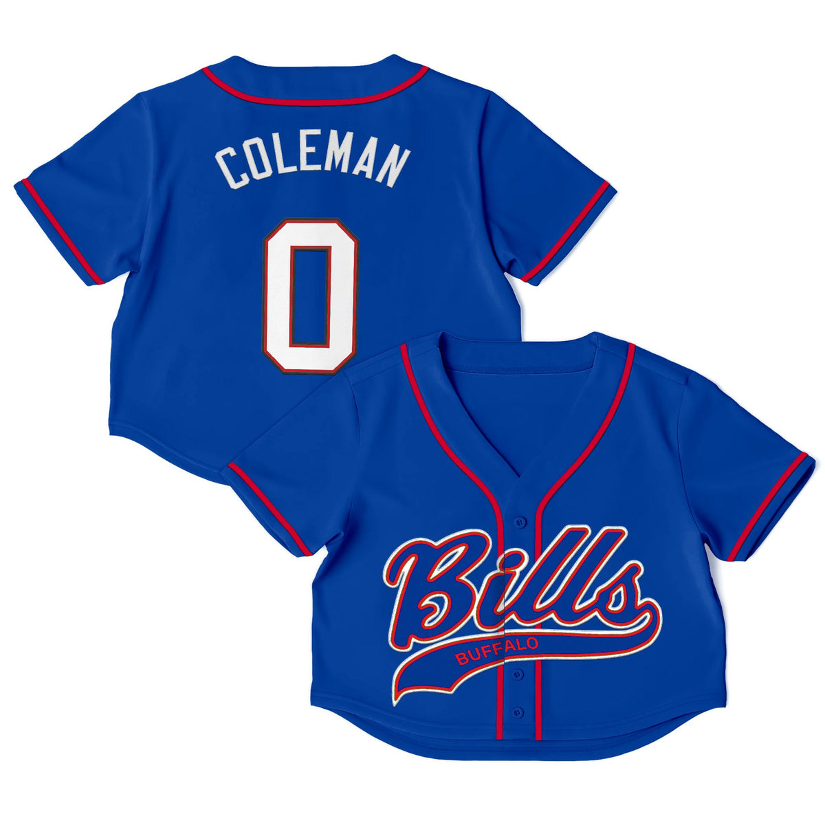 Buffalo Bills Crop Top Baseball Jersey - All Stitched - Keon Coleman — view 1