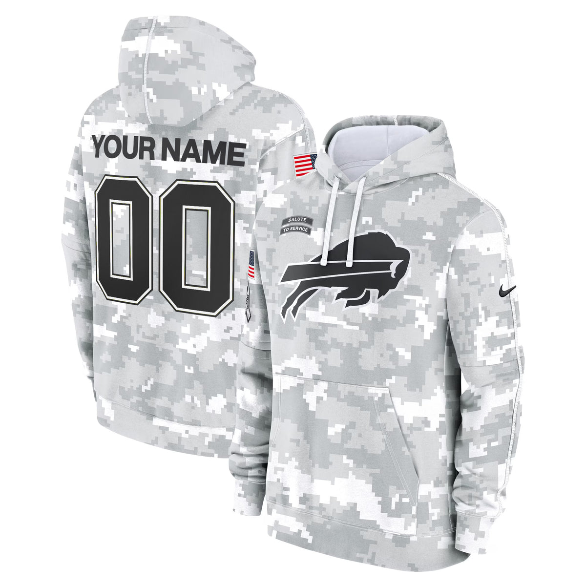 Buffalo Bills 2024 Salute to Service Custom Fleece Pullover Hoodie - All stitched - Custom — view 1