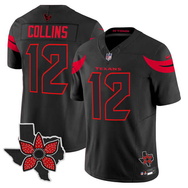 Men's Houston Texans 'Stranger Things Edition' Vapor Limited Jersey - All Stitched - Black - Nico Collins — view 1