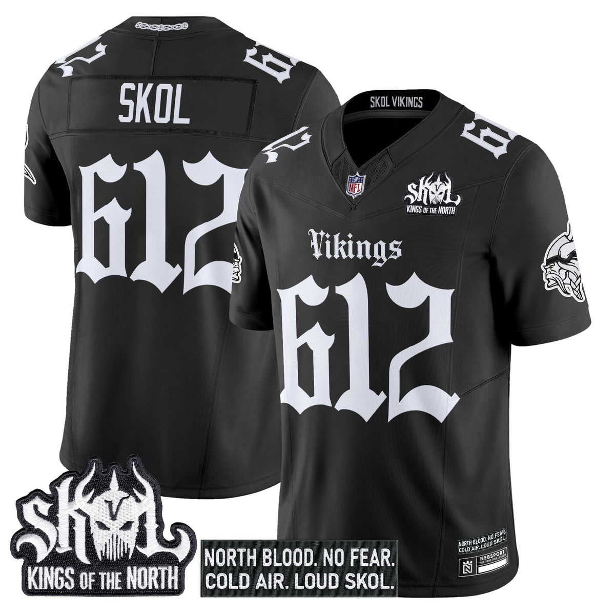 Men's Minnesota Vikings 'Gothic Norseblood Edition' Vapor Limited Jersey - All Stitched - Black - Skol 612 — view 1