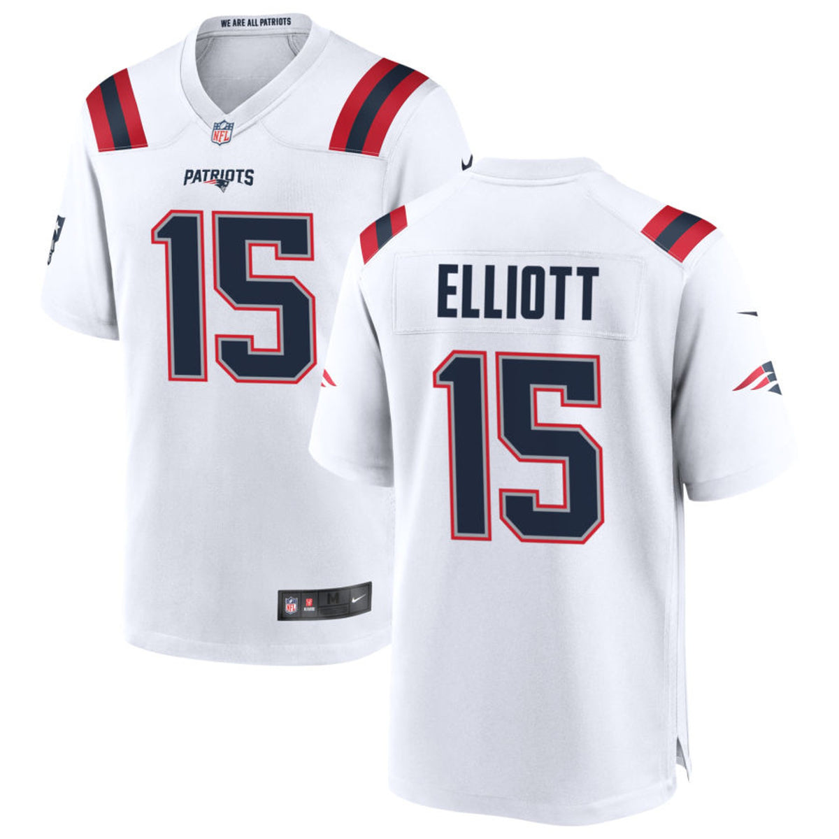 Ezekiel Elliott New England Patriots Jersey - All Stitched - White — view 1