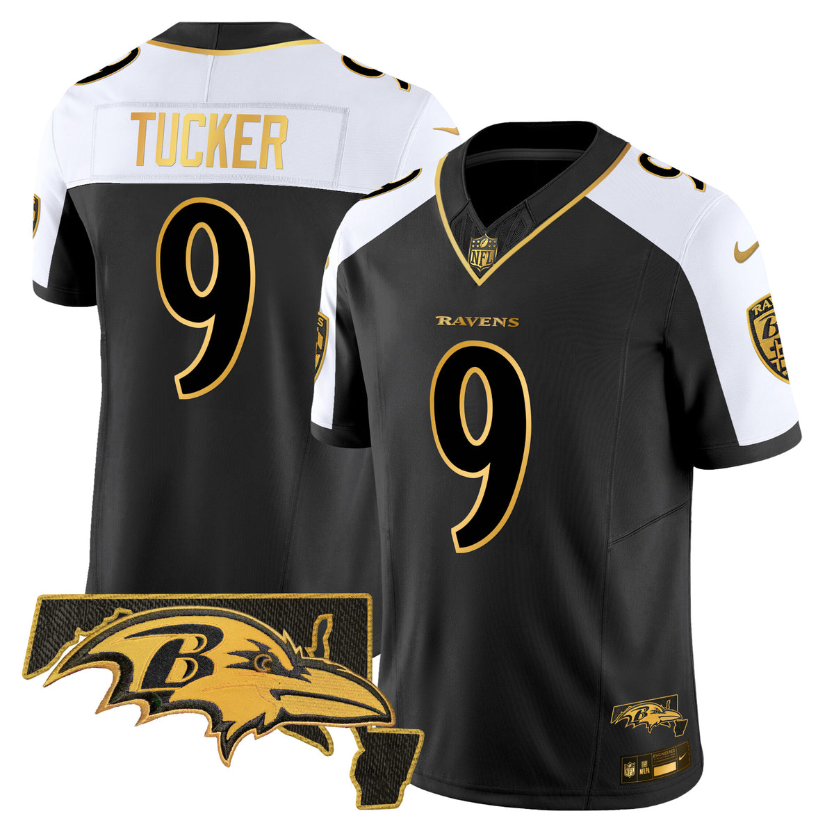 Men's Ravens 2024 Gold Vapor Limited Jersey - All Stitched - Alternate - Justin Tucker — view 1