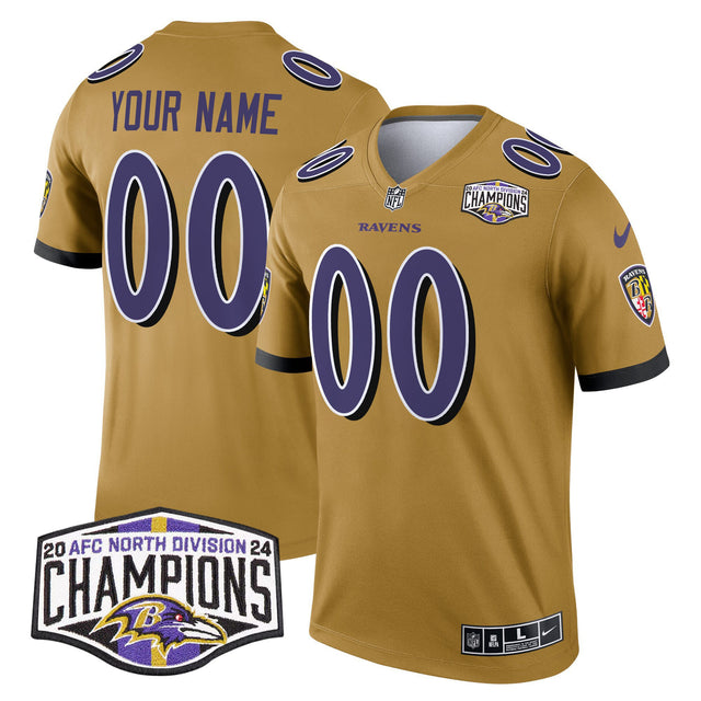 Baltimore Ravens Gold Custom Jersey - All Stitched - Custom — view 1