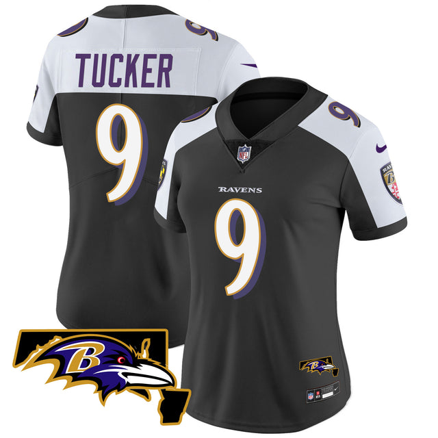 Women's Ravens Maryland Patch Vapor Limited Jersey - All Stitched - Black Alternate - Justin Tucker — view 1