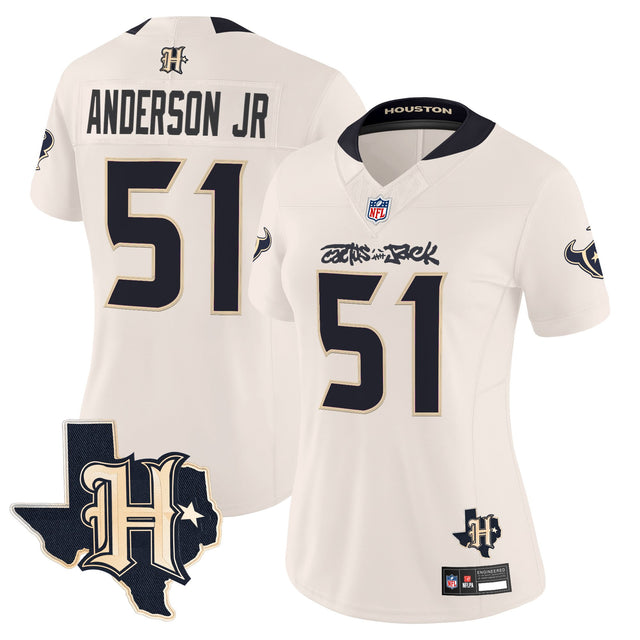 Women's Houston Texans x Cactus Jack Vapor Limited Jersey - All Stitched - Cream - Will Anderson Jr — view 1