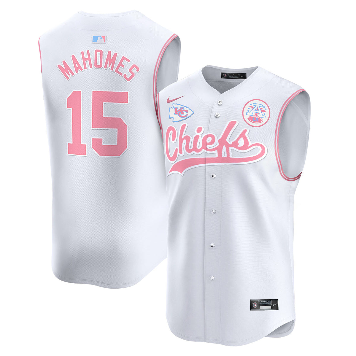 Unisex Chiefs Taylor Swift Bubblegum Pink Vapor Premier Sleeveless Jersey - All Stitched - White - Patrick Mahomes — view 1