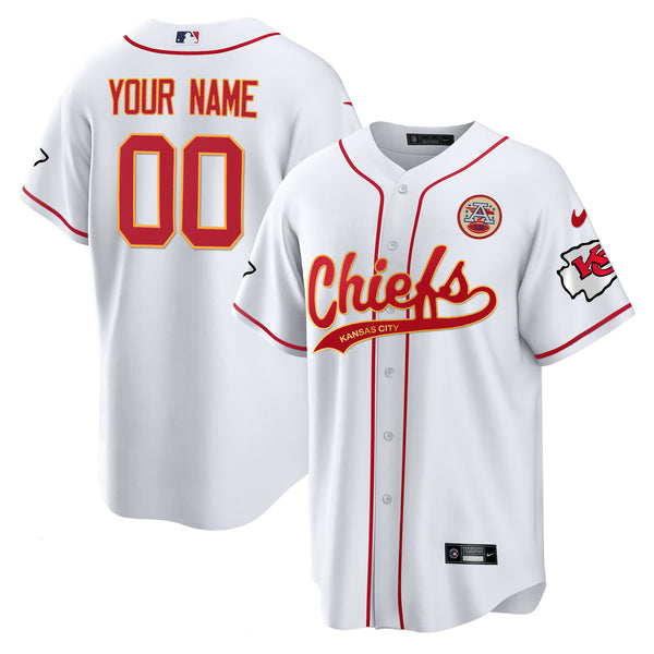 Kansas City Chiefs Cool Base Custom Jersey - All Stitched - White — view 1
