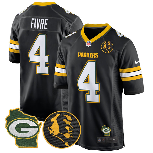 Men's Packers John Madden & Home Patch Game Jersey - All Stitched - Black - Brett Favre — view 1