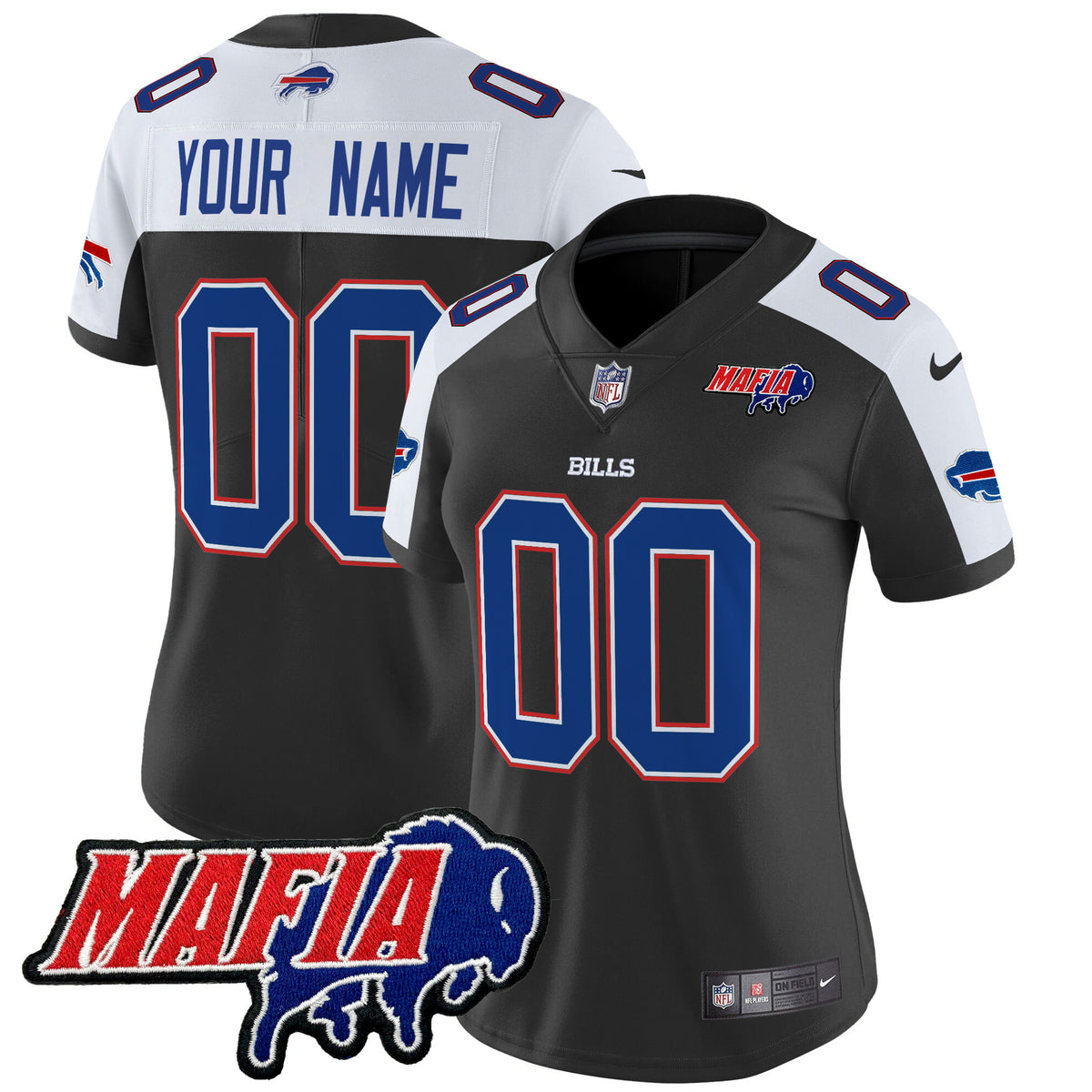 Buffalo Bills 2025 Bills Mafia Patch Vapor Limited Custom Jersey - All Stitched - Black Alternate — view 1