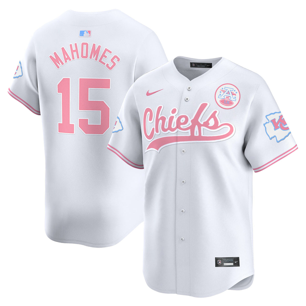 Unisex Chiefs Bubblegum Pink Vapor Premier Limited Jersey - All Stitched - White - Patrick Mahomes — view 1