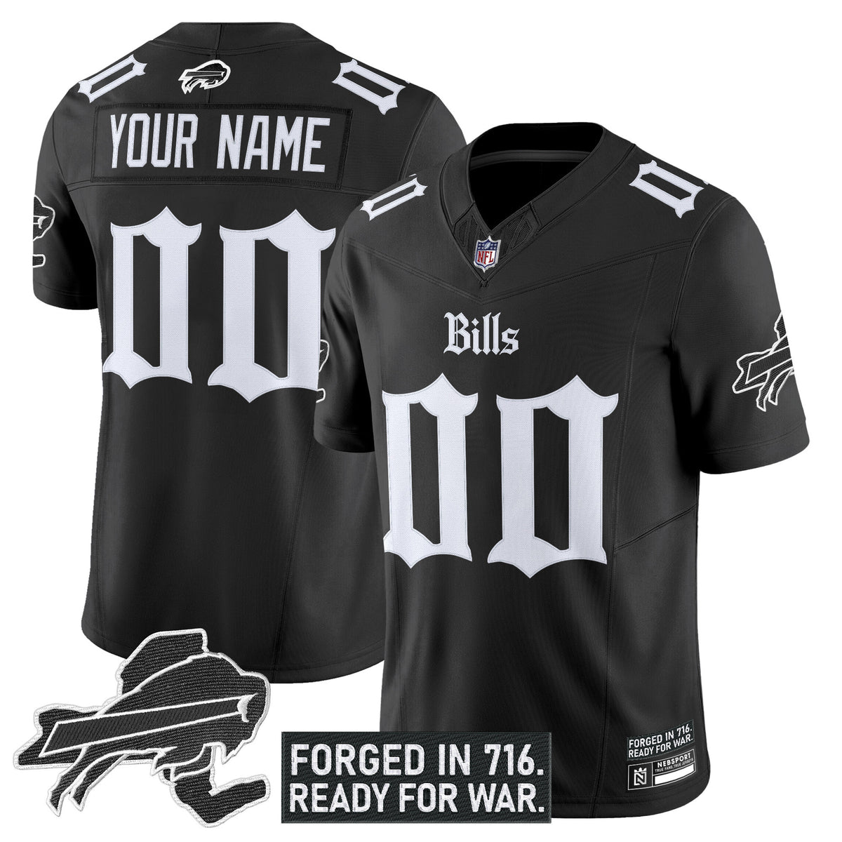 Buffalo Bills 'Gothic Cold Front Edition' Vapor Limited Custom Jersey - All Stitched - Black — view 1