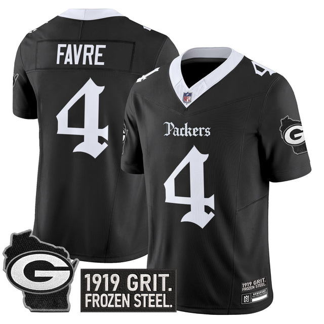 Men's Green Bay Packers 'Gothic Frozen Tundra Edition' Vapor Limited Jersey - All Stitched - Black - Brett Favre — view 1