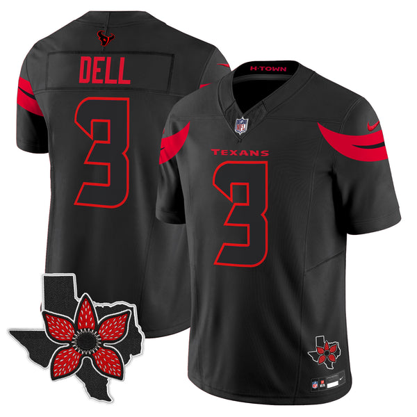 Men's Houston Texans 'Stranger Things Edition' Vapor Limited Jersey - All Stitched - Black - Tank Dell — view 1