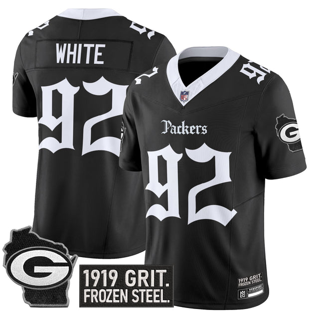 Men's Green Bay Packers 'Gothic Frozen Tundra Edition' Vapor Limited Jersey - All Stitched - Black - Reggie White — view 1