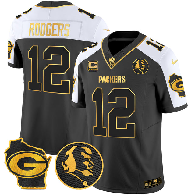 Men's Packers John Madden & Home Patch Gold Vapor Limited Jersey - All Stitched - Alternate - Aaron Rodgers — view 1