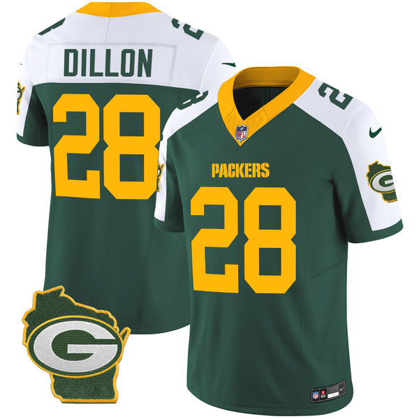 Men's Packers Home Patch Vapor Jersey V3 - All Stitched - Alternate - AJ Dillon — view 1