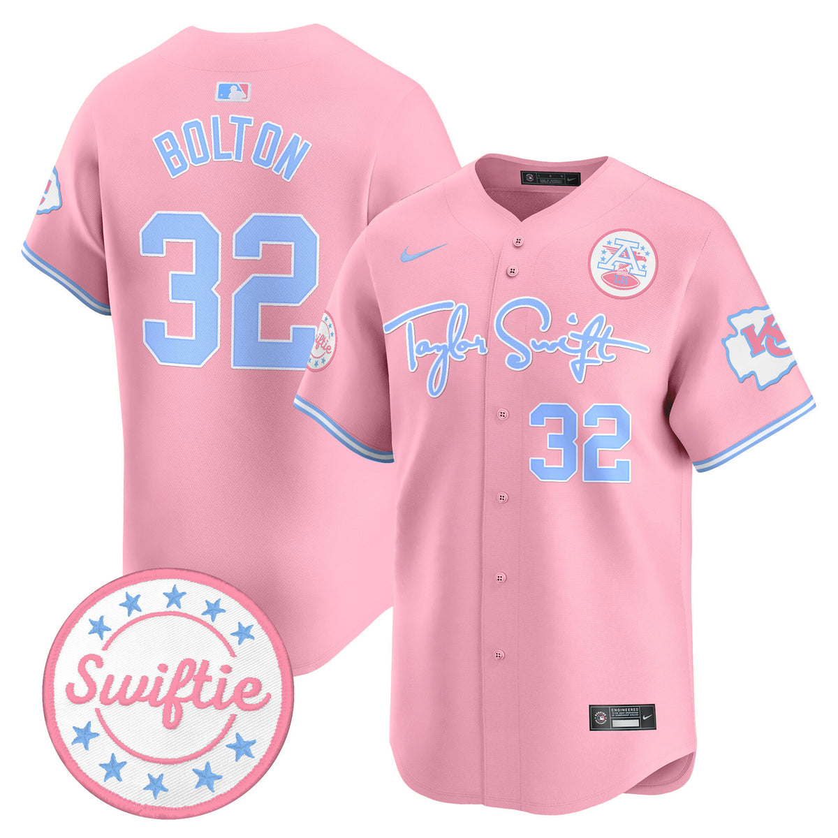 Unisex Chiefs Taylor Swift Bubblegum Pink Vapor Premier Limited Jersey - All Stitched — view 1