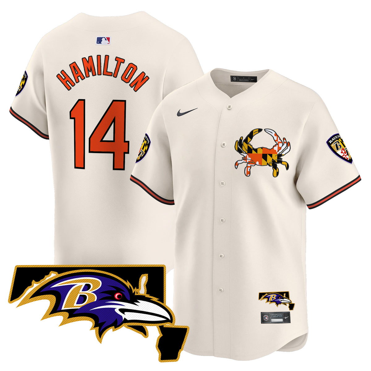 Men's Baltimore Ravens 2024 Vapor Premier Baseball Jersey - All Stitched - Cream - Kyle Hamilton — view 1