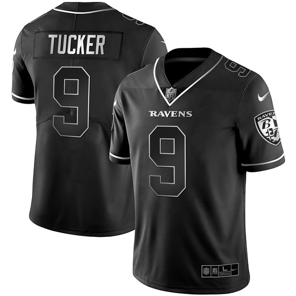 Men's Ravens Gold Vapor Jersey - All Stitched - Black Silver - Justin Tucker — view 1