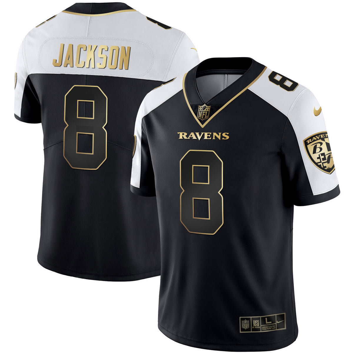 Men's Ravens Gold Vapor Jersey - All Stitched - Alternate - Lamar Jackson — view 1