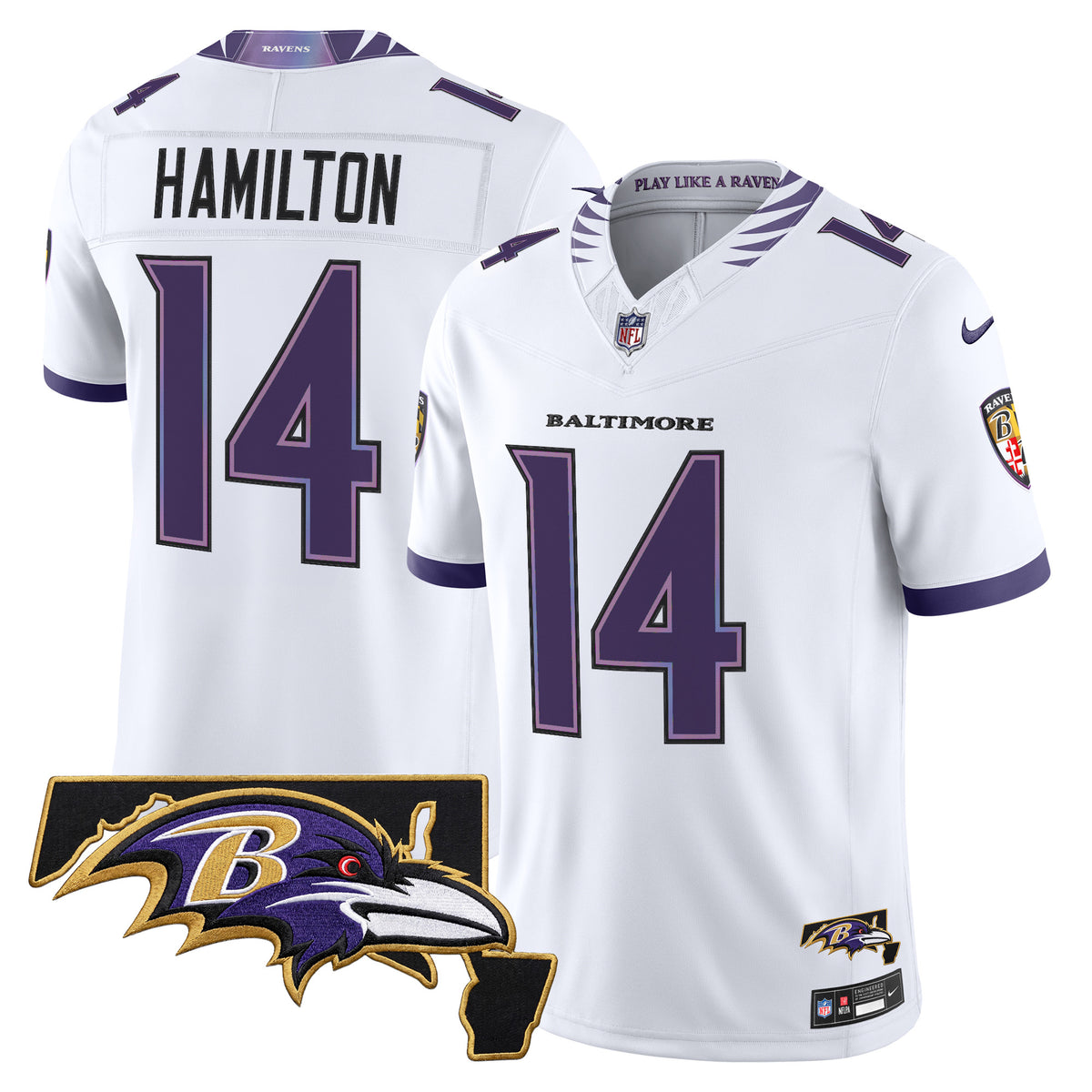 Men's Baltimore Ravens 2026 Vapor Limited Jersey V2 - All Stitched - White - Kyle Hamilton — view 1