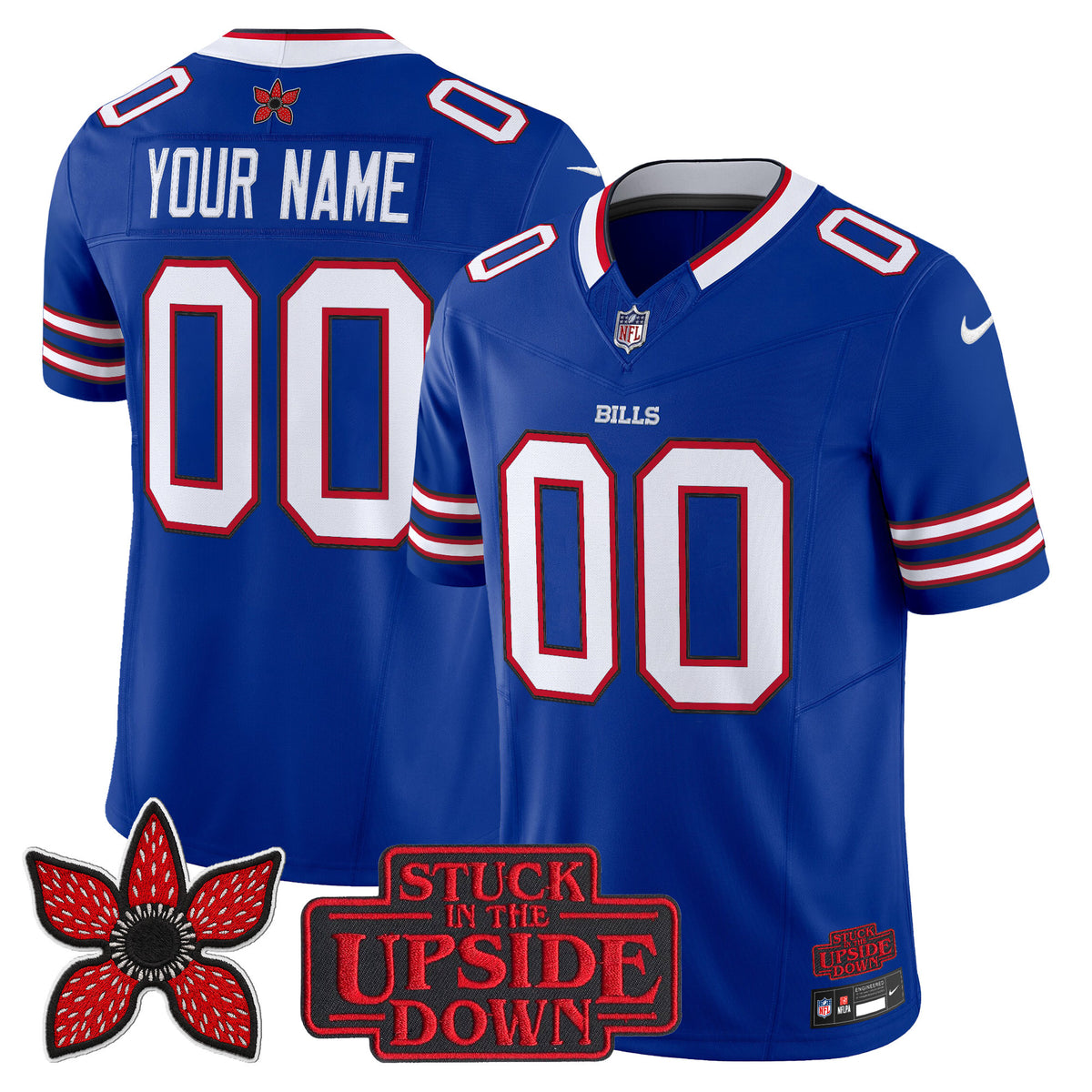 Buffalo Bills 'Stranger Things Edition' Vapor Limited Custom Jersey V2 - All Stitched - Royal — view 1