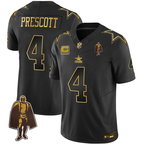 Men's Cowboys Throwback Limited Vapor Jersey V2 - All Stitched - Black Gold - Dak Prescott — view 1